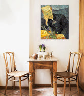 Vintage slika na platnu s motivom Vincent van Gogh - Portrét dr. Gacheta, cveće, priroda u plavo-zelenih nijansama, kontemplativna atmosfera, pogodan za radne sobe – glavna