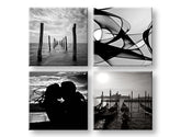 Kolaž slika na platnu s motivom Memories of love, pejzaž u belo-crnih nijansama, romantična atmosfera, ljubav i priroda, višedelna izvedba – glavna