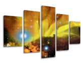 Klasičan slika na platnu s motivom zvezde, galaksija, silueta, mapa, svemir u crno-žutih nijansama, eterična atmosfera, tajna i priroda – glavna