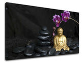 Klasičan slika na platnu s motivom FENG SHUI u ljubičasto-zlatnih nijansama, mirna atmosfera, unutrašnji mir, pogodan za dnevnog boravka | Slika za zid FENG SHUI – glavna