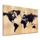 Sa zlatnim tiskom slika na platnu s motivom World in Gold, mapa sveta, putnički motiv, mapa, priroda u zlatno-crnih nijansama, pogodan za kancelarije – glavna