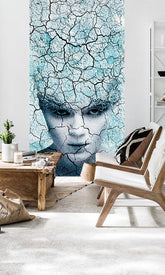 U boho stilu slika na platnu s motivom Zoya VERDI + lepak Besplatno u belo-plavih nijansama, eterična atmosfera, pogodan za kancelarije | Foto tapeta za zid Zoya VERDI + lepak Besplatno – glavna