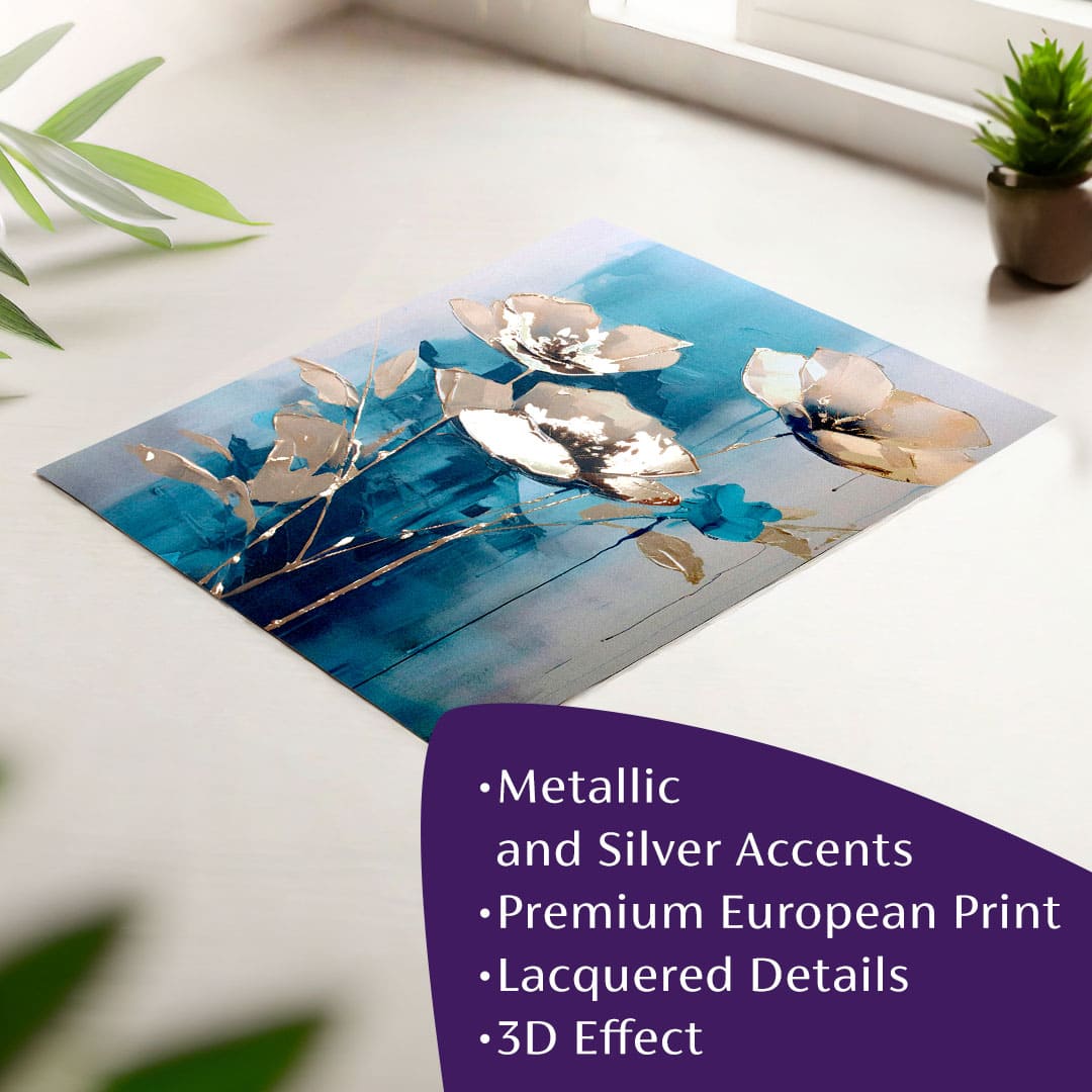 Zidni poster sa EKSTRA efektom - Teal Flovers