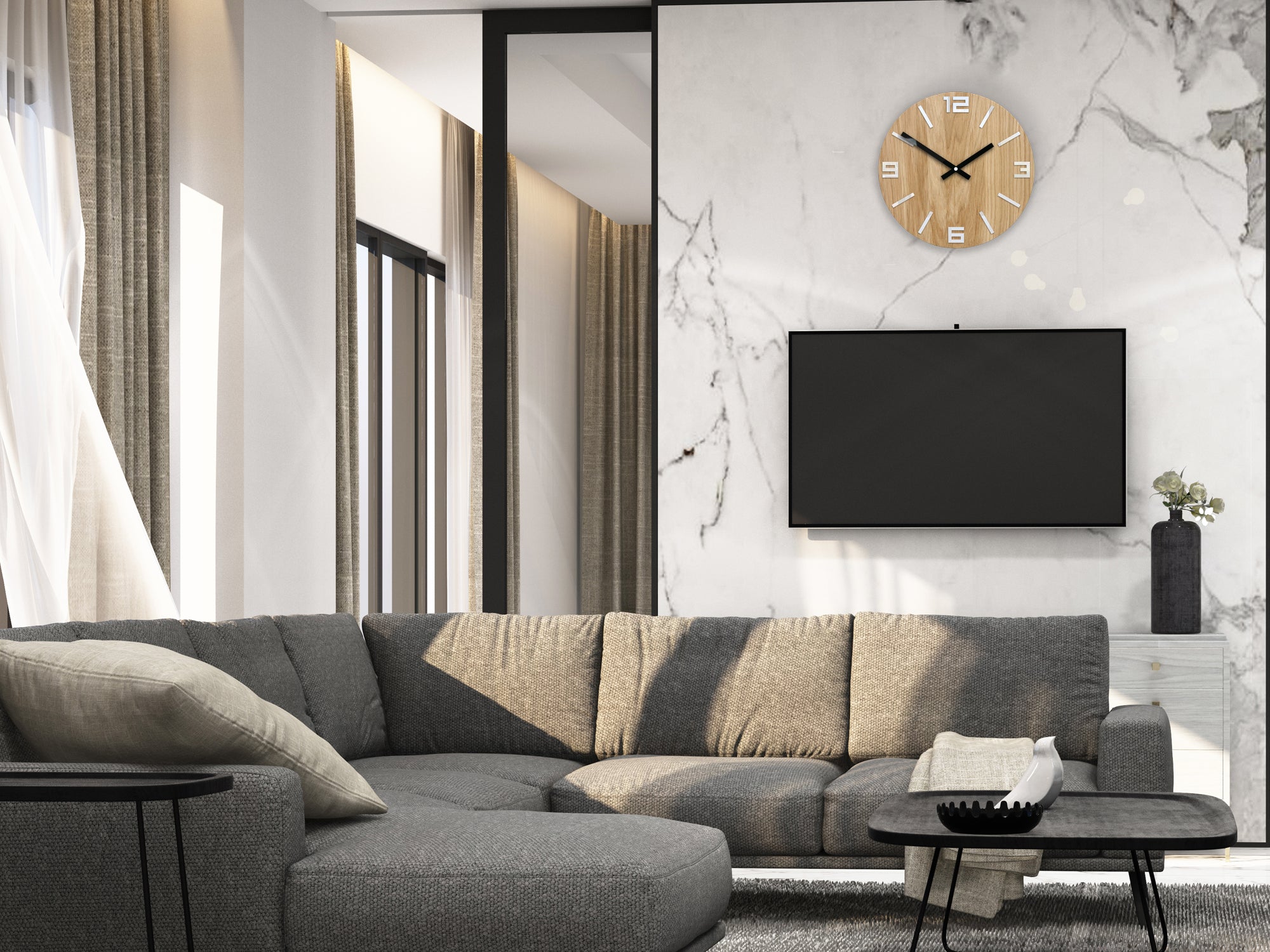 Drveni zidni sat ARABIC Bela