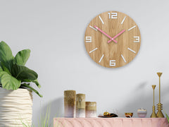 Drveni zidni sat ARABIC Belo-roze