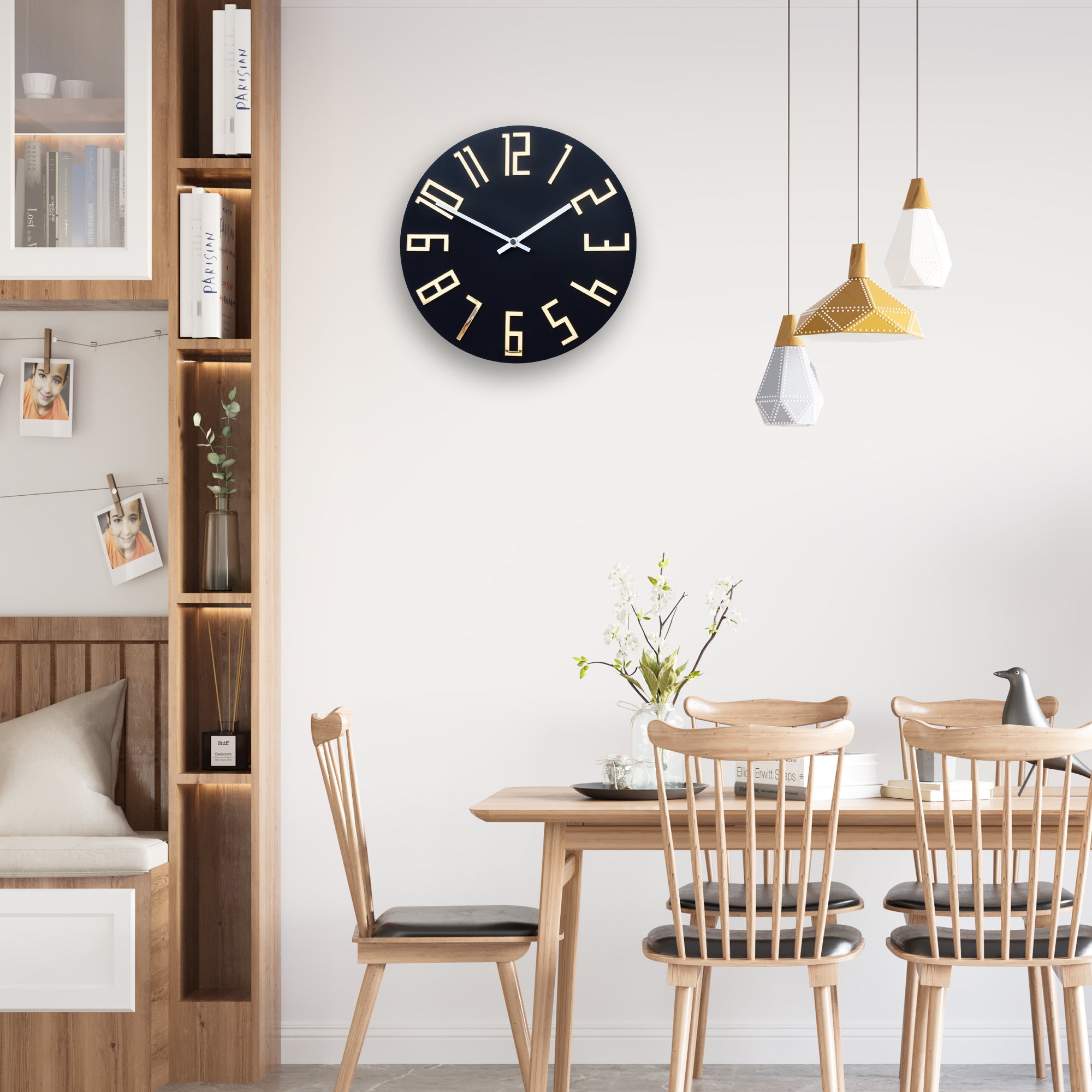 Moderni zidni sat SLIM Mat crna