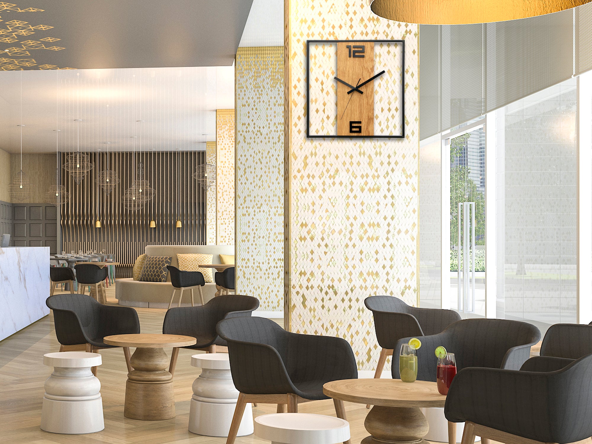 Moderni zidni satovi RETRO Drvo-Metal