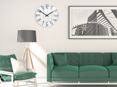 Moderni zidni sat SLIM Akril belo-siva