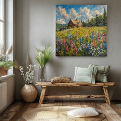 Slika pejzaža na platnu Leto kod bake