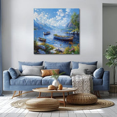 Pejzažna slika na platnu Mirno jezero