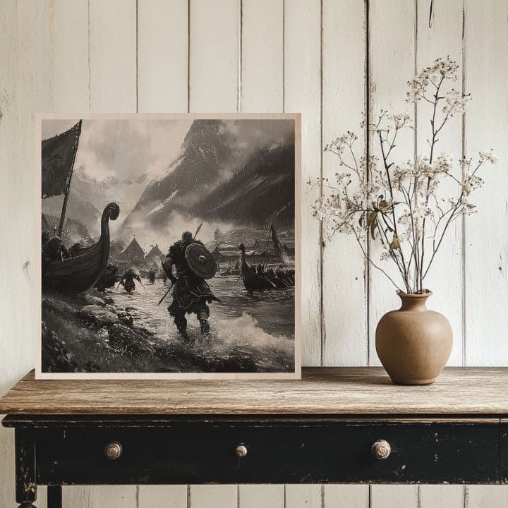 Slika na drvetu - Dolazak Vikinga