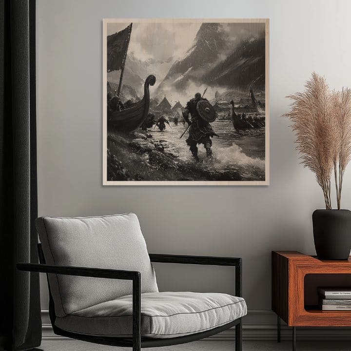 Slika na drvetu - Dolazak Vikinga