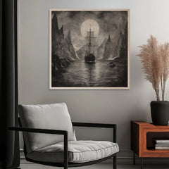 Slika na drvetu - Drakar pod mesecom