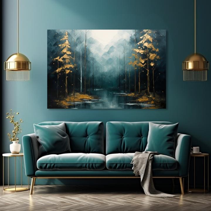 Moderna umetnička slika Zlatni dodiri šume - PREMIUM ART