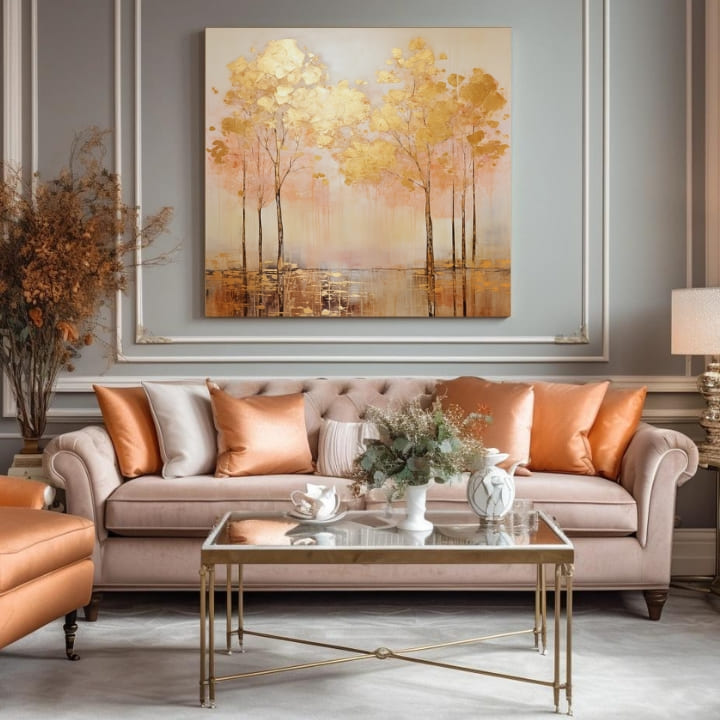 Strukturisana slika Zlatna soba iznad vode - PREMIUM ART