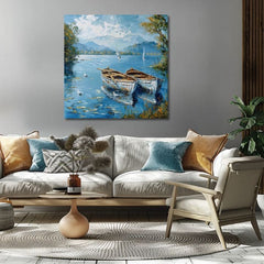 Pejzaž na platnu Pejzaž sa čamcima | Akrilni detalji