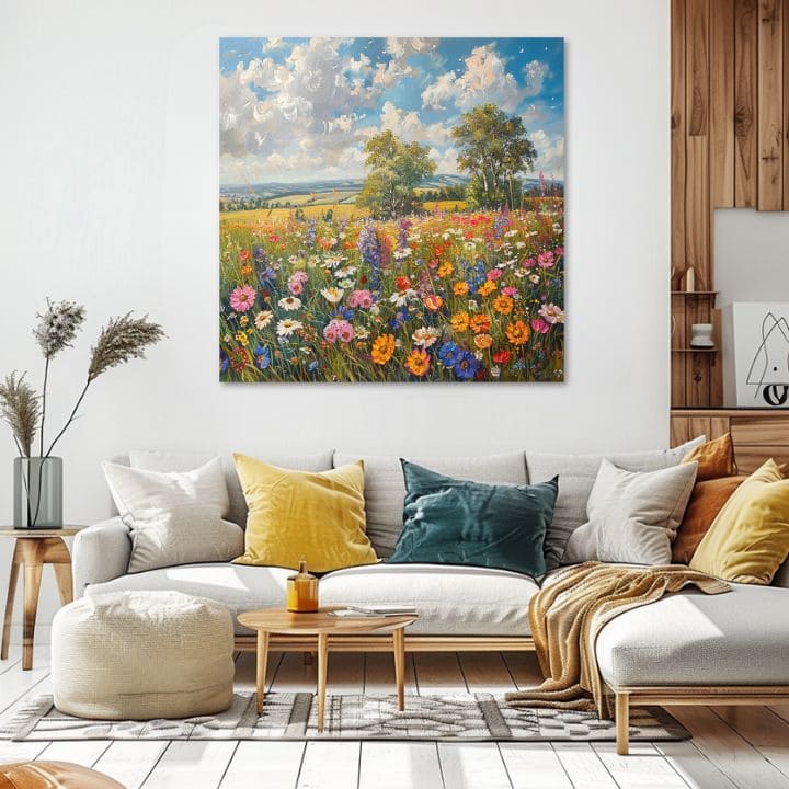 Slika polja cveća na platnu Letnja livada | Akrilni detalji
