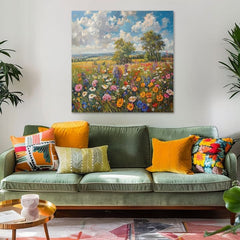 Slika polja cveća na platnu Letnja livada | Akrilni detalji