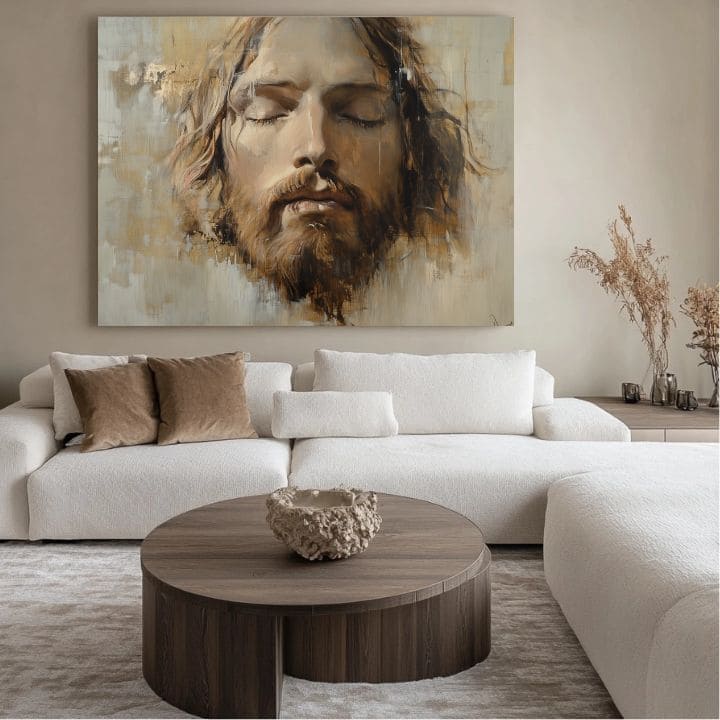 Isus Hristos u molitvi | Oslikana akrilom i zlatnim listićima