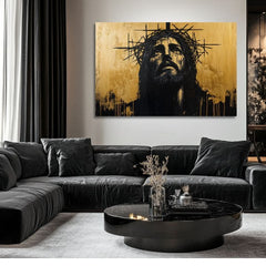 Stradajući Isus | Oslikana akrilom i zlatnim listićima