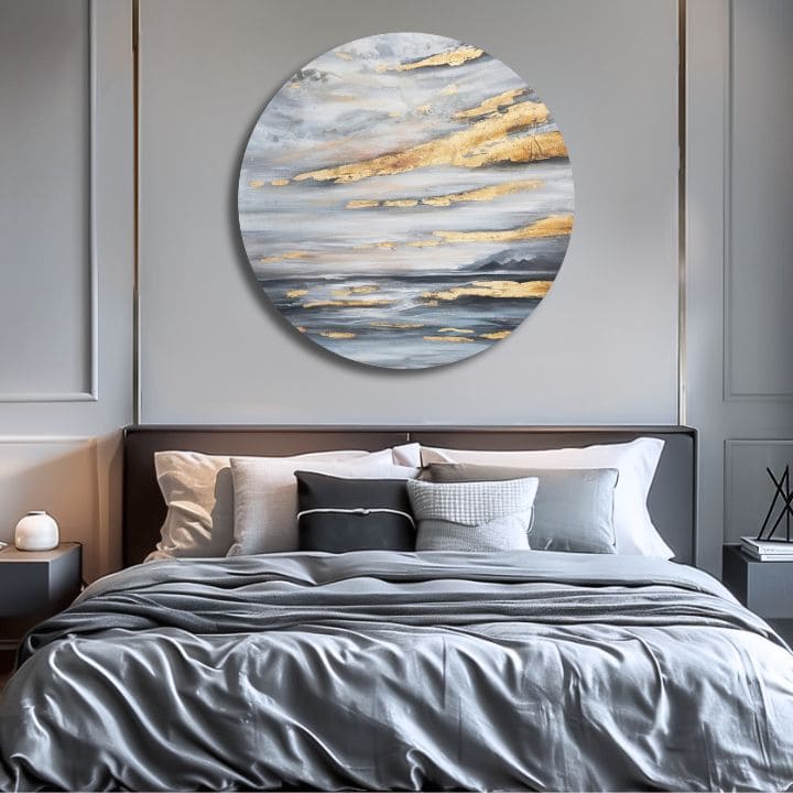 Okrugla slikana slika Zlatno nebo