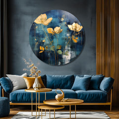 Ručno slikan slika na platnu s motivom Vzácny dar, cveće, priroda u plavo-zlatnih nijansama, elegantna atmosfera, priroda i luksuzan utisak, pogodan za spavaće sobe – proizvod