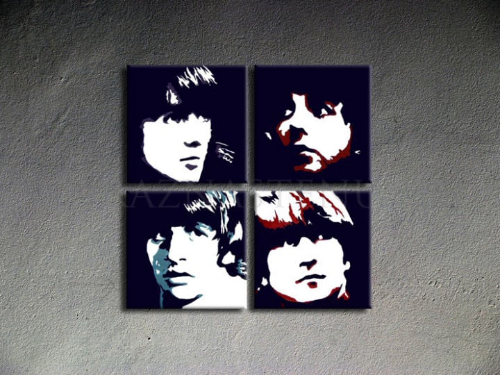 Ručno oslikana POP ART slika BEATLES 100k100 cm