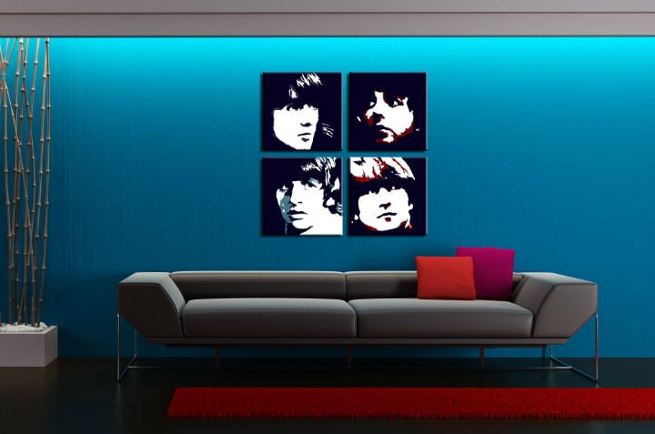 Ručno oslikana POP ART slika BEATLES 100k100 cm