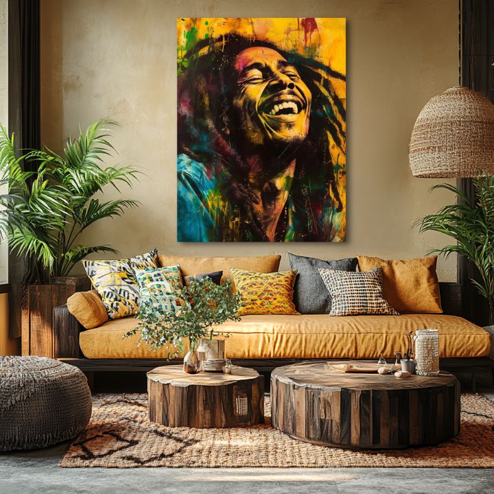 Ručno doslikan slika Bob Marley Jamajská hviezda - detalj slike 2