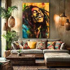 Ručno doslikan slika na platnu Bob Marley Jamajská hviezda 100% original akrylom - glavna pogled