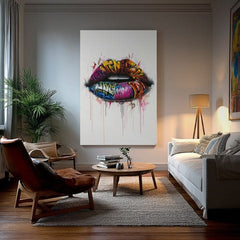 Moderan slika na platnu s motivom Graffiti Lips, grafiti u belo-ružičastih nijansama, energična atmosfera | Slika Graffiti Lips – proizvod