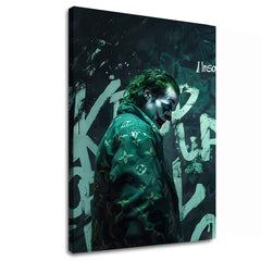 Moderan slika na platnu s motivom Joker: Vuitton štýl, grafiti u crno-belih nijansama, mračna atmosfera | Slika Joker: Vuitton štýl – glavna
