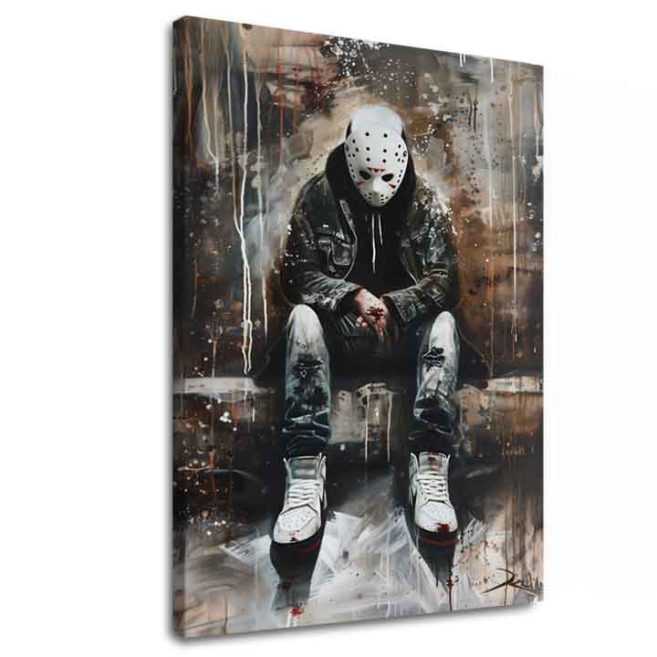Ručno slikan slika na platnu s motivom The Silent Killer u crno-belih nijansama, gradski život | Slika The Silent Killer – glavna