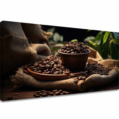 Moderan slika na platnu s motivom Ranná Arabica, priroda u bež-smeđih nijansama, ugodna atmosfera, pogodan za kuhinje | Kafa slike za kuhinje Ranná Arabica – glavna