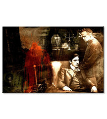 Moderan slika s motivom The Godfather u smeđe-crvenih nijansama | Najveći MAFIÁNI na platnu - The Godfather – pregled