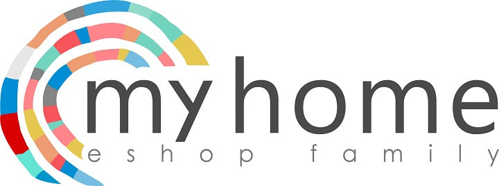 Detaljan prikaz umetničkog dela sa logom 'my home eshop family' i šarenim polukrugom, ističući teksturu i kompoziciju Papilora.