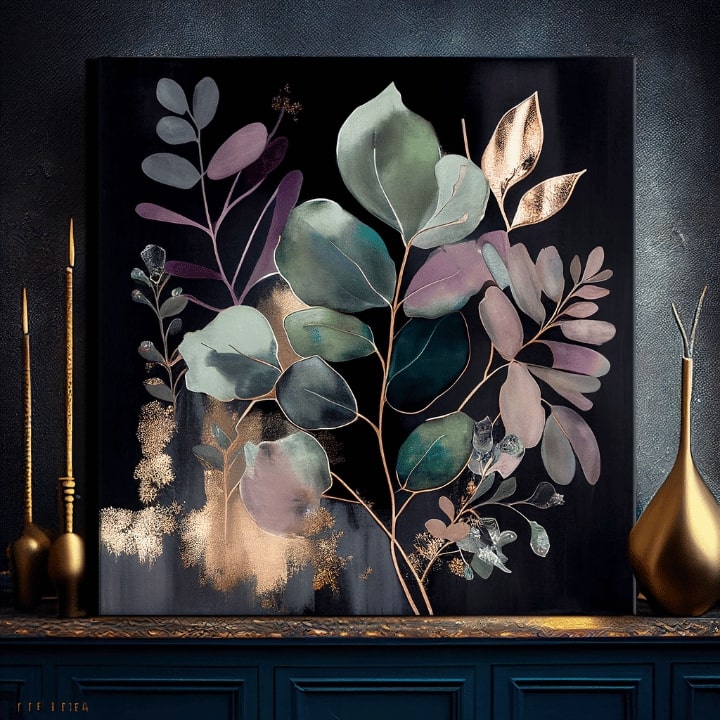 Pop art slika na platnu s motivom Jungle's Emerald Symphony, priroda u ljubičasto-ružičastih nijansama, elegantna atmosfera, priroda i rast i razvoj – proizvod