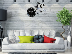Moderan zidni sat BUTTERFLIE 3D BLACK - glavna slika