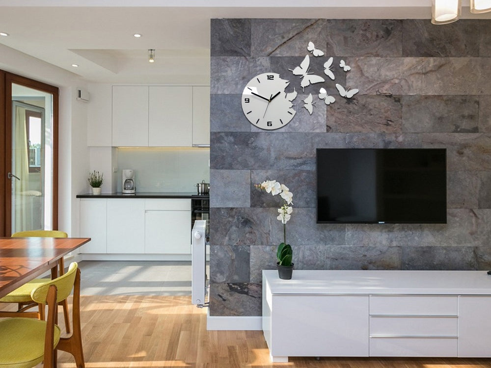 Moderan zidni sat BUTTERFLIE 3D WHITE - glavna slika