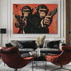 Moderan slika na platnu u crno-belih nijansama, snaga i moć | Monkey Gang - Slika pre odvažan enterijer, zidna dekoracija – proizvod