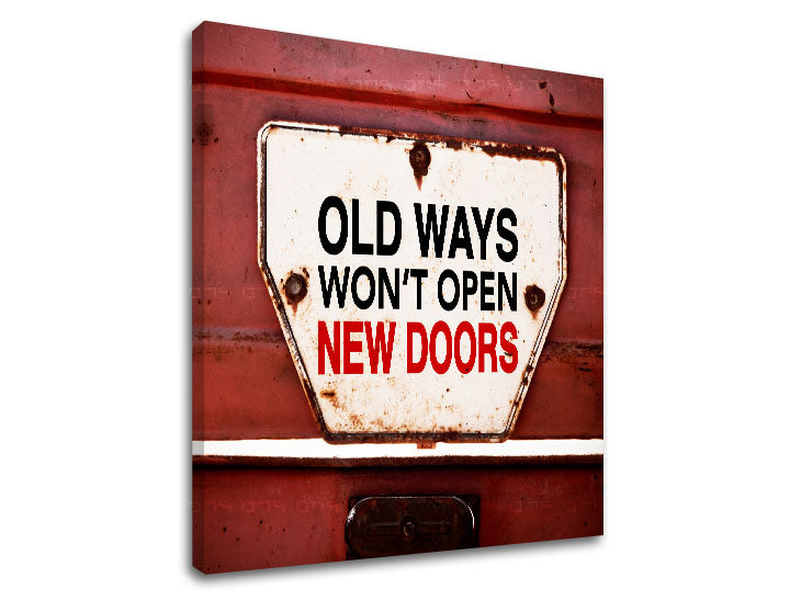 Vintage slika na platnu s motivom Old ways, motivacioni citat u belo-crvenih nijansama, pogodan za kancelarije | Motivacioni slika za zid Old ways_002 – proizvod