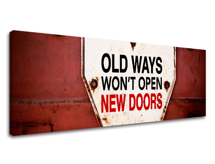 Vintage slika na platnu s motivom Old ways, motivacioni citat u belo-crvenih nijansama, pogodan za hodnika | Motivacioni slika za zid Old ways_003 – proizvod