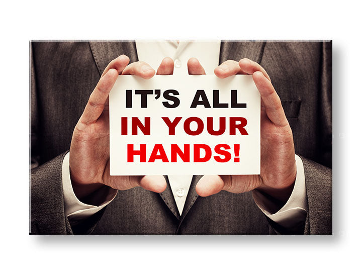 Art deko slika na platnu s motivom Its all in your hands, motivacioni citat u belo-crvenih nijansama, pogodan za kancelarije | Motivacioni slika za zid Its all in your hands_001 – glavna