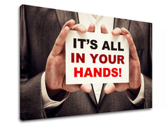 Art deko slika na platnu s motivom Its all in your hands, motivacioni citat u belo-crvenih nijansama, pogodan za kancelarije | Motivacioni slika za zid Its all in your hands_001 – proizvod
