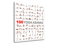 Moderan slika na platnu s motivom 100 Yoga asanas, motivacioni citat u belo-sivih nijansama, unutrašnji mir | Motivacioni slika za zid 100 Yoga asanas – proizvod