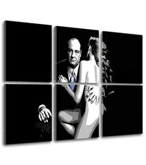 Pop art slika na platnu s motivom Sopranos - Tony Soprano s nahou ženou u belo-crnih nijansama, dramatična atmosfera, kriminalna drama i ljubav – proizvod, pogled 2