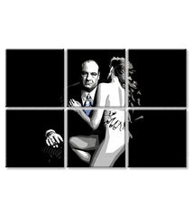 Pop art slika na platnu s motivom Sopranos - Tony Soprano s nahou ženou u belo-crnih nijansama, dramatična atmosfera, kriminalna drama i ljubav – proizvod, pogled 3