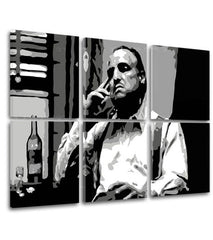Pop art slika na platnu s motivom The Godfather - Vito Corleone s flašom škótskej, cigara, flaša u belo-crnih nijansama, melanholična atmosfera – proizvod, pogled 2