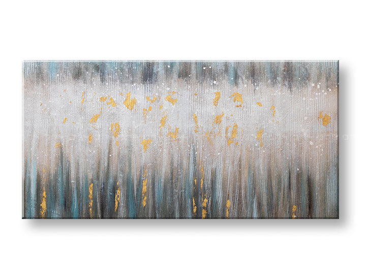 Industrijski slika na platnu s motivom kiša u bež-plavih nijansama, mirna atmosfera, priroda i mir i ravnoteža, pogodan za radne sobe – glavna