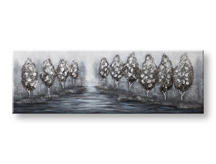 Ručno oslikana slika za zid DRVEĆE 150x50 cm – 3D perspektiva platna na drvenom ramu | 100 % original | akril na platnu ARTMIE | Papilora.sk